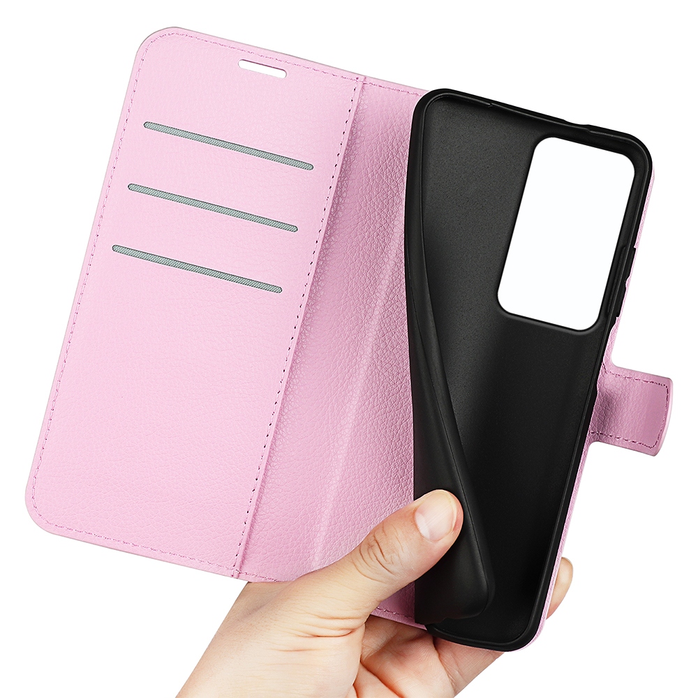 Litchi könyv tok Xiaomi Redmi 15 4G/5G (171mm) - rózsaszínű