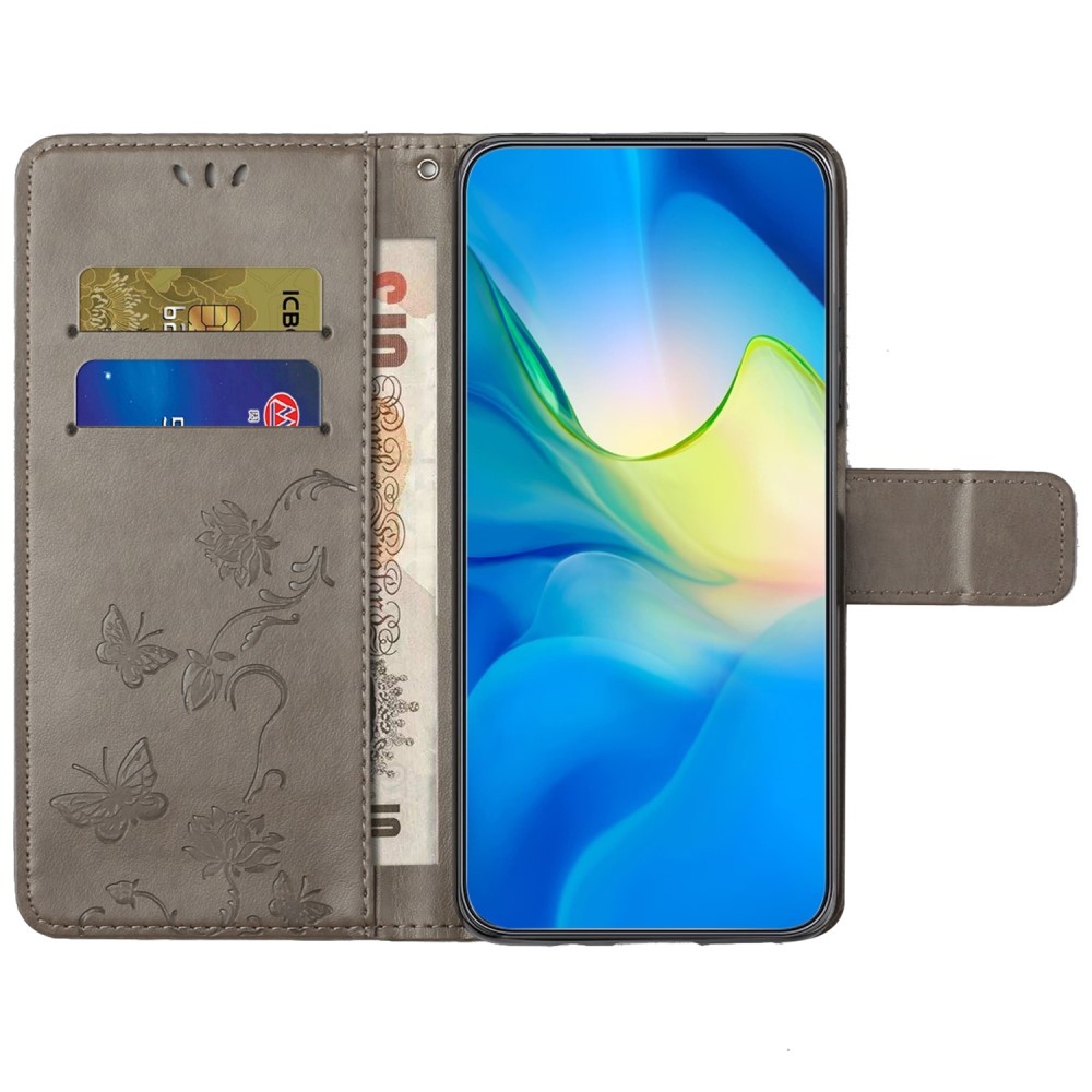 Virágos könyv tok a Xiaomi Redmi 12 4G/5G készülékhez - szürke