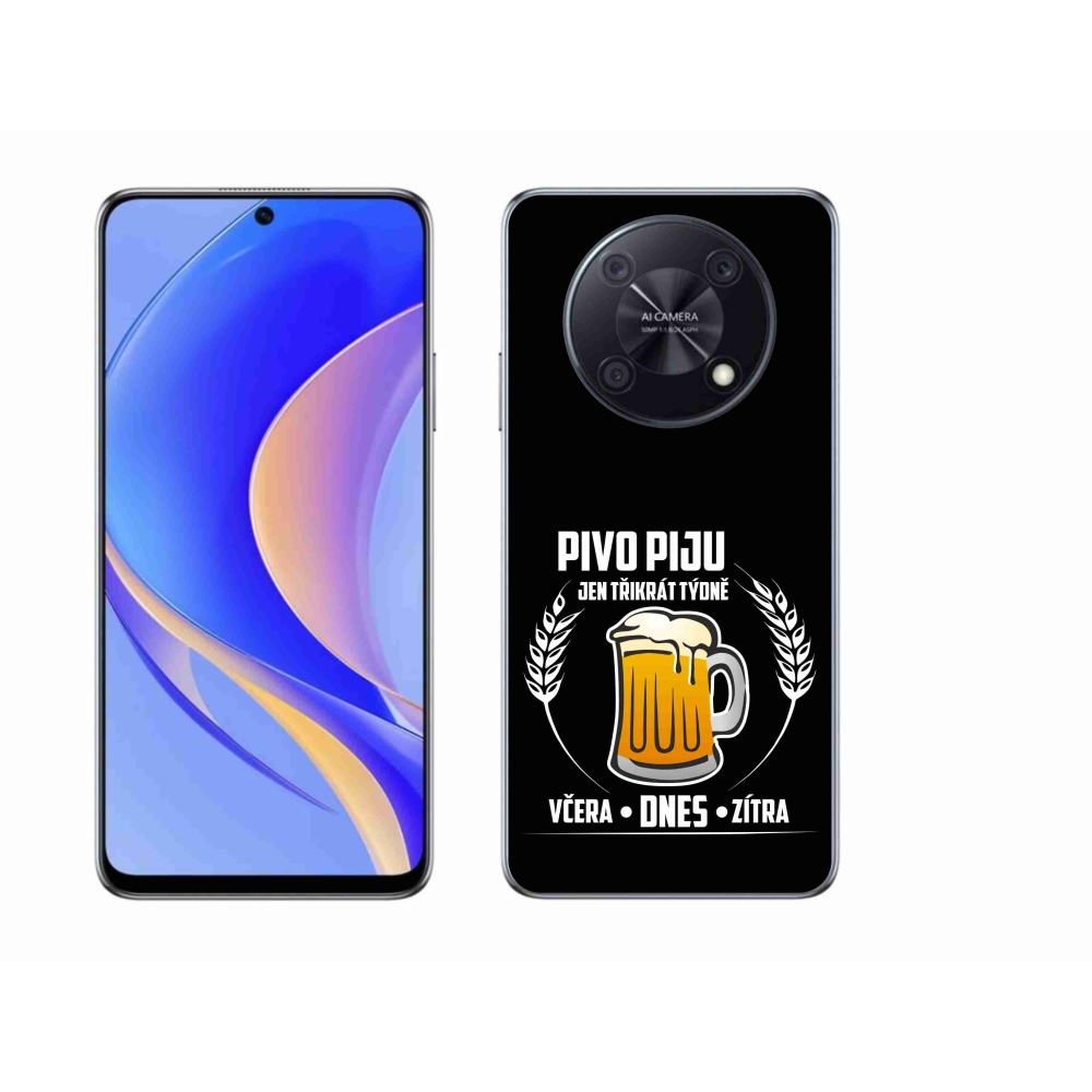 Gél borító mmCase a Huawei Nova Y90 készülékhez - sör motívum fekete háttérrel