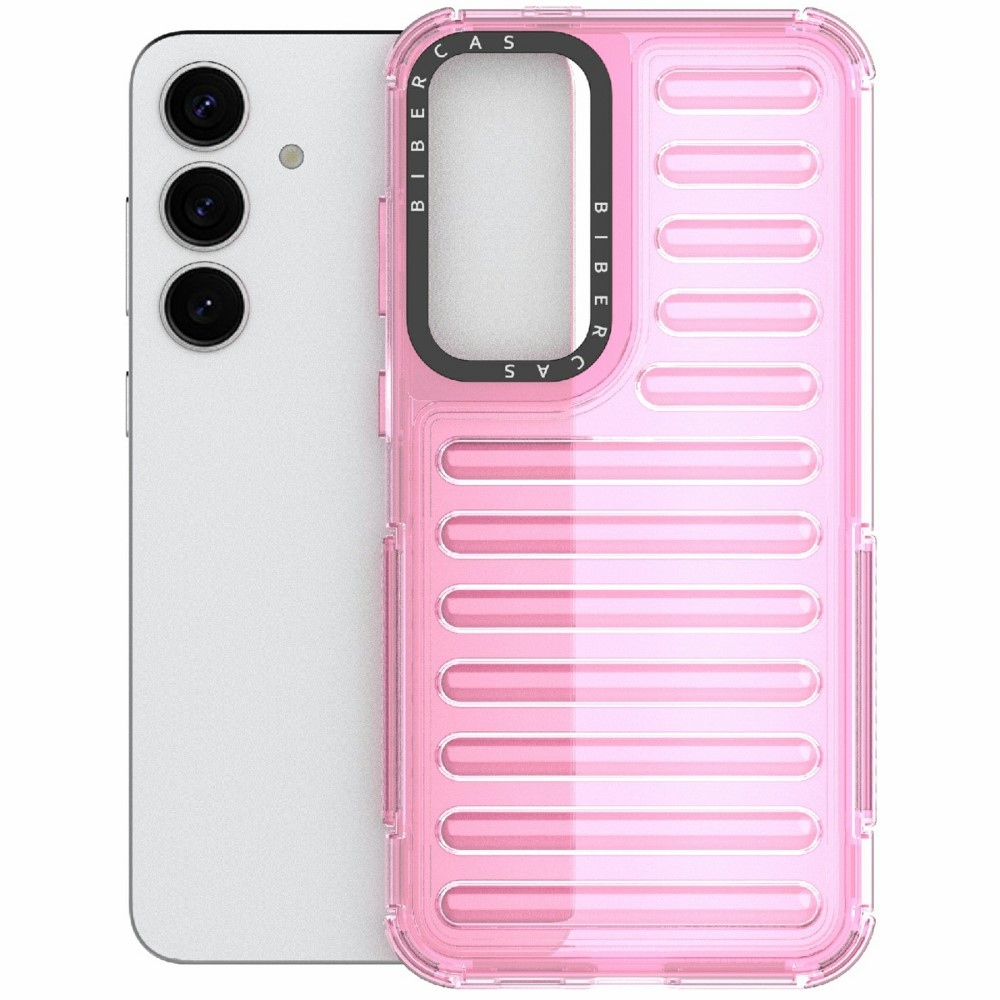 Csíkos tartós borító Samsung Galaxy S25+ készülékhez - világos rózsaszín