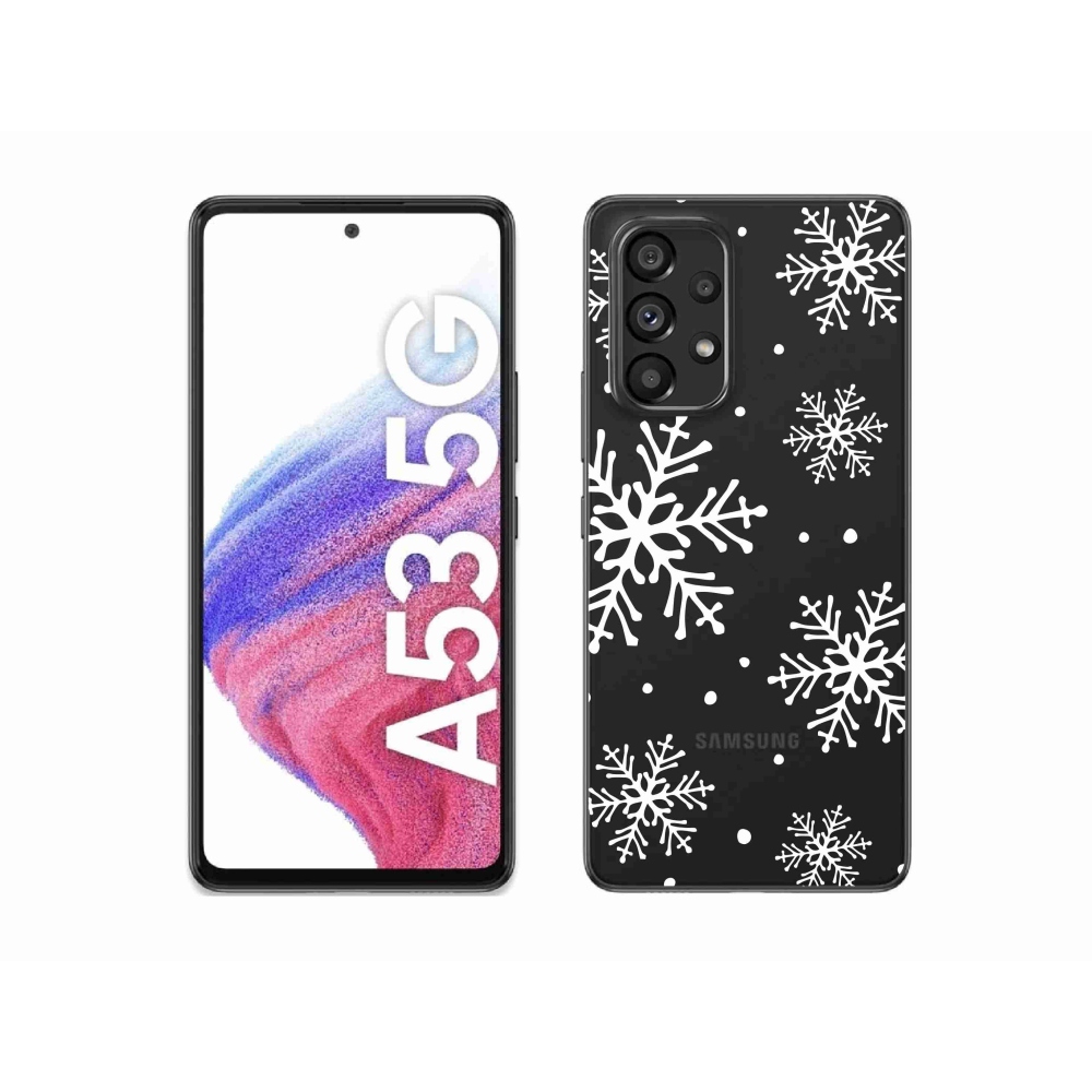 Zselés borítás mmCase Samsung Galaxy A53 5G készülékhez - fehér pelyhek átlátszó háttéren