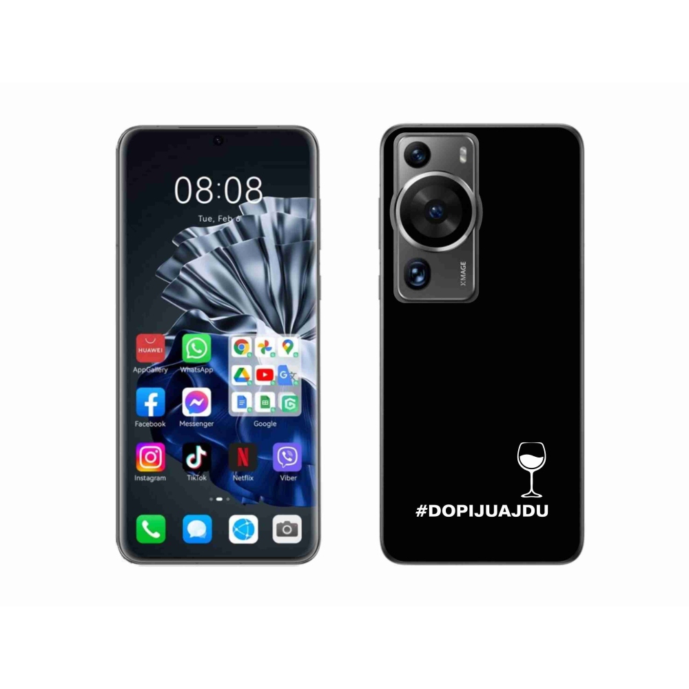 Gél borítás mmCase a Huawei P60 Pro készülékhez - bor motívum fekete háttérrel