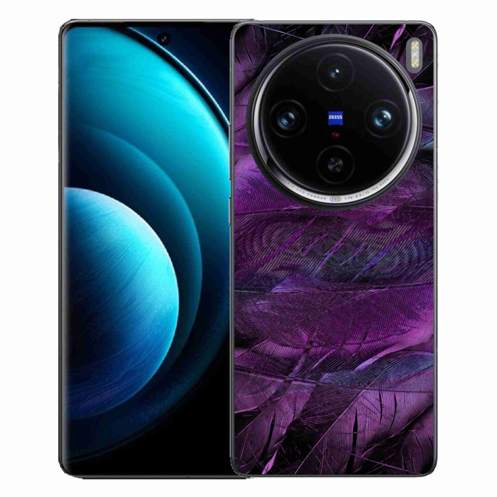 Zselés borítás mmCase Vivo X100 Pro 5G - lila tollakhoz