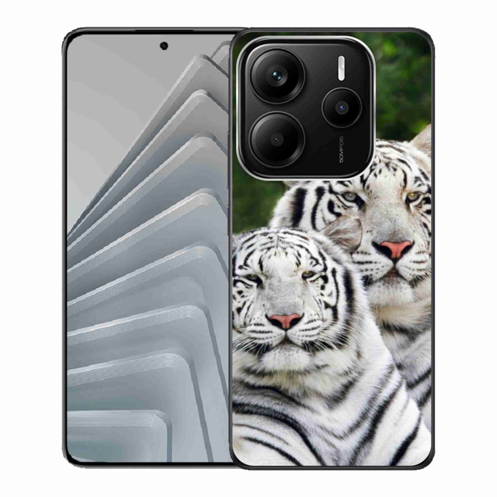 Gél borítás mmCase a Xiaomi Redmi Note 14 5G-hez - fehér tigrisek