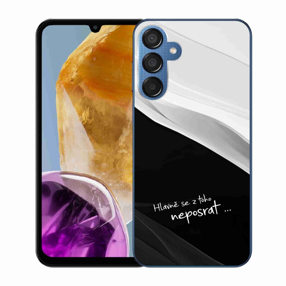 Gél borító mmCase Samsung Galaxy M15 5G - vicces szöveg 13 fekete és fehér háttérrel