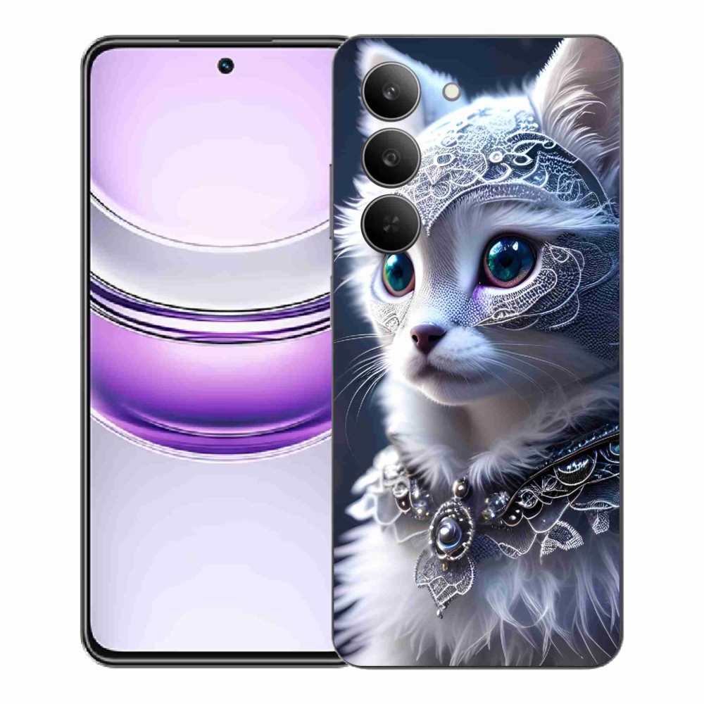 Zselés borítás mmCase a Realme 14x 5G készülékhez - fehér macska