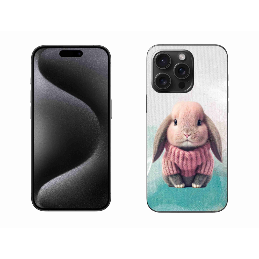 Gél borítás mmCase iPhone 15 Pro Max készülékhez - nyúl pulóverben