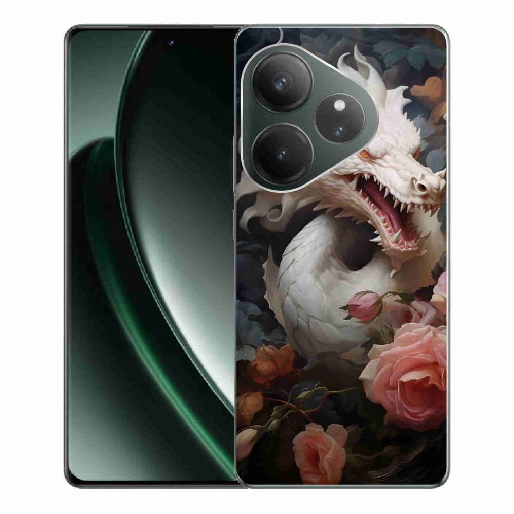 Zselés borítás mmCase a Realme GT 6 5G/GT 6T 5G számára - fehér sárkány