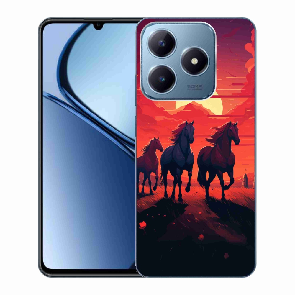 Gél borítás mmCase a Realme C63-hoz - lovak és naplemente