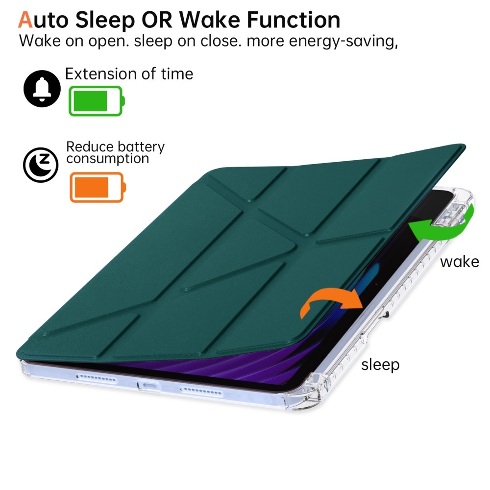 Origami intelligens pozicionáló tok Xiaomi Pad 7/7 Pro táblagéphez - sötétzöld