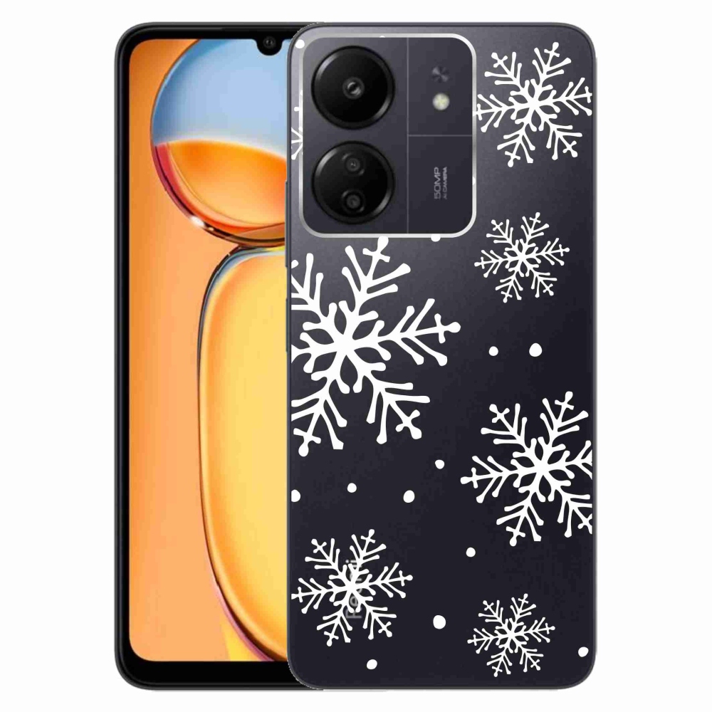 Gél borítás mmCase a Xiaomi Poco C65/Redmi 13C készülékhez - fehér pelyhek átlátszó háttéren