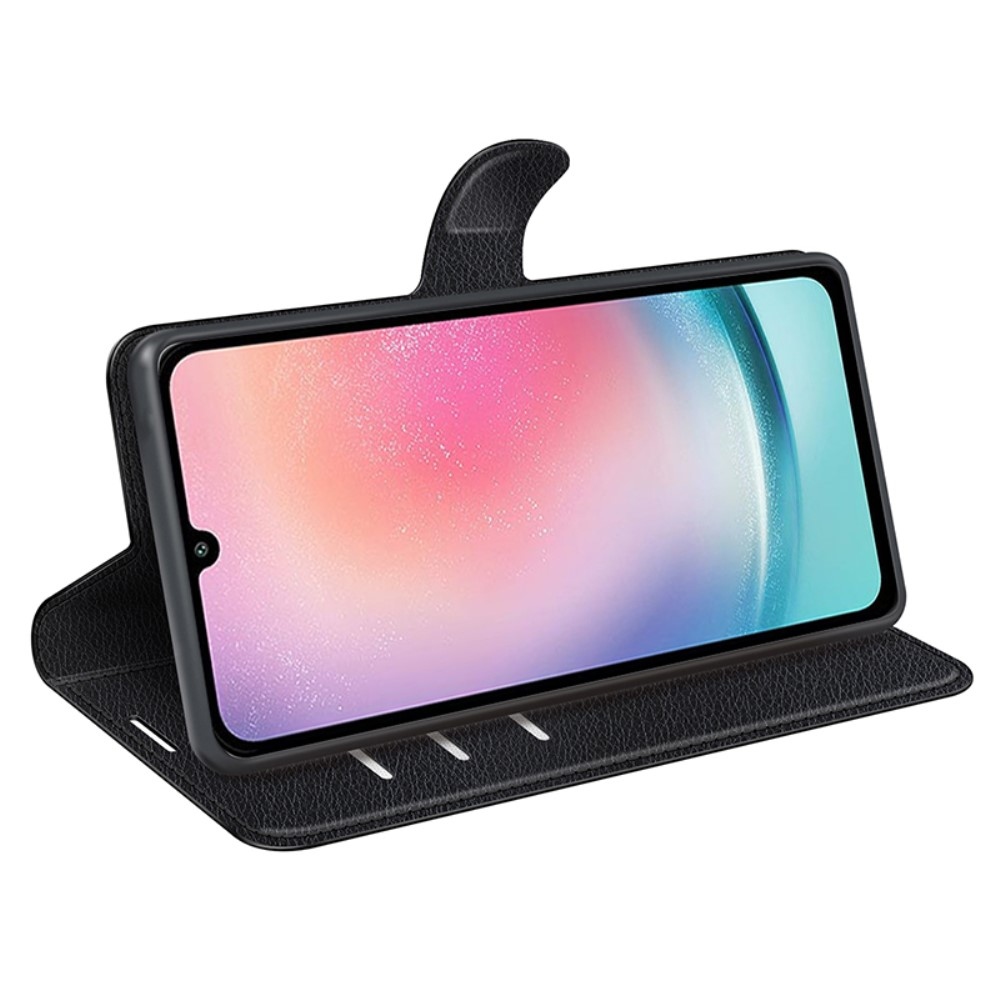 Litchi könyv tok Samsung Galaxy A25 5G - fekete