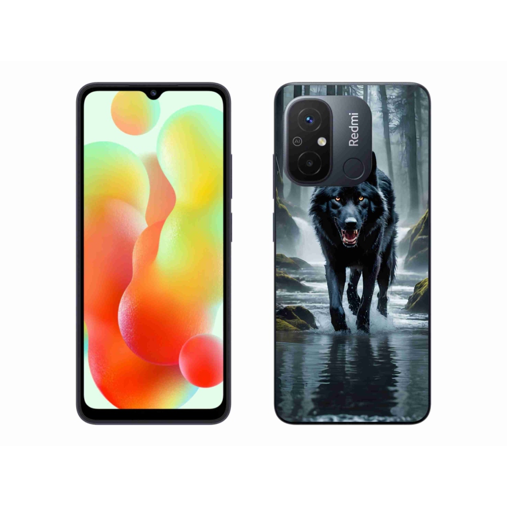 Gél borítás mmCase a Xiaomi Redmi 12C-hez - fekete farkas