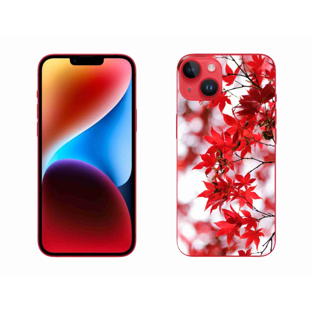 Zselés borítás mmCase iPhone 14 Plus készülékhez - piros levelek