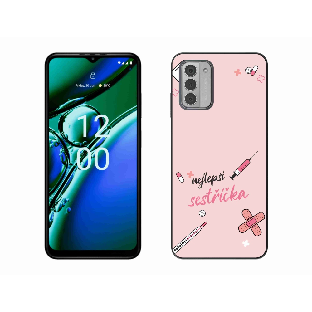 Zselés borítás mmCase a Nokia G42-n - a legjobb kishúg rózsaszín háttérrel