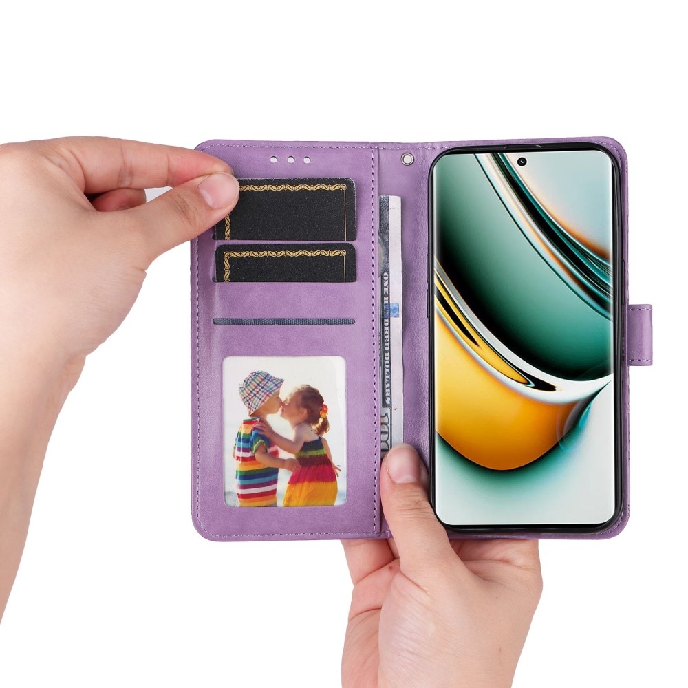 Napraforgó könyvtáska a Realme 11 Pro 5G/11 Pro+ 5G készülékhez - lila