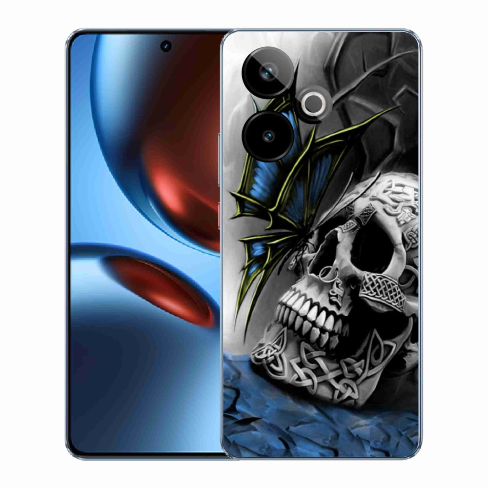 Zselés borítás mmCase a Realme GT 7 5G/GT 7T 5G számára - pillangó és koponya