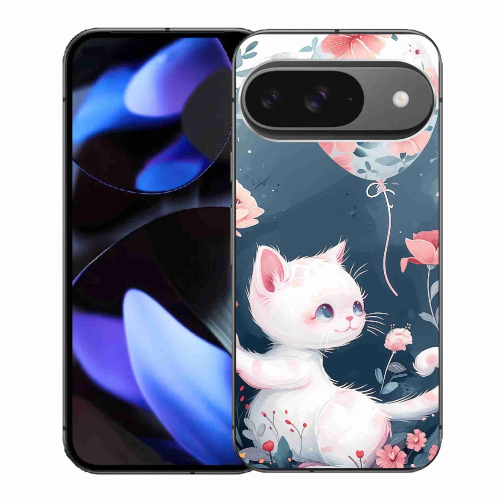 Gél borítás mmCase a Google Pixel 9/9 Pro számára - cica lufival