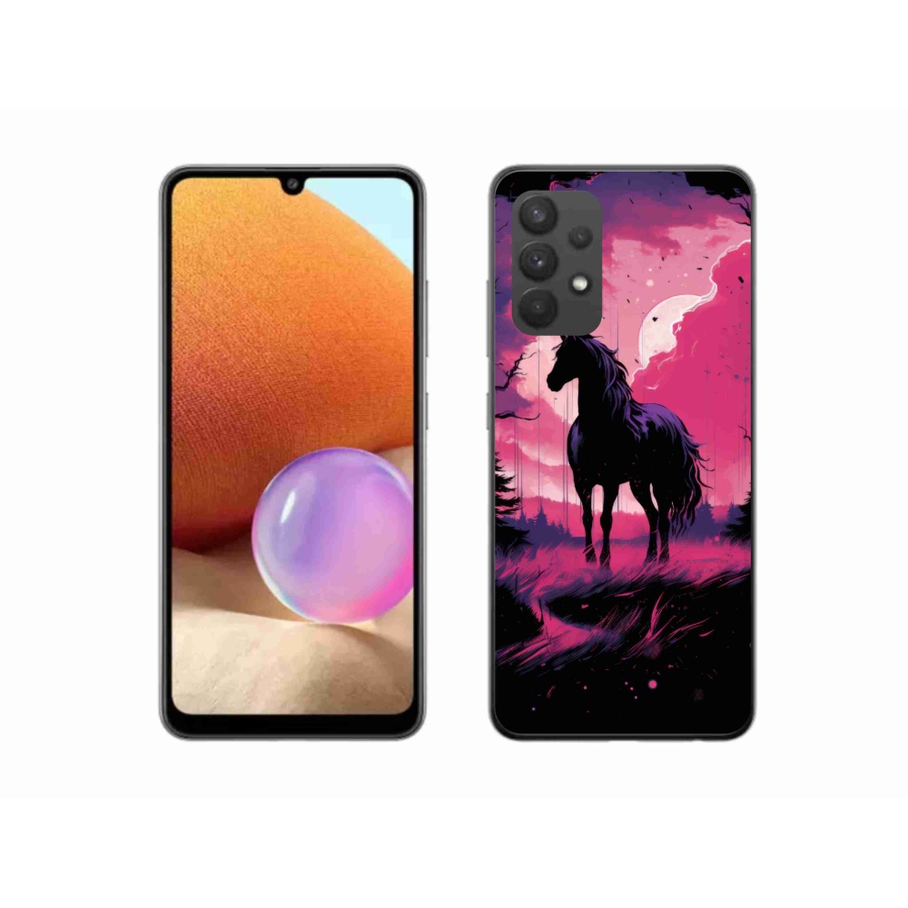 Zselés borítás mmCase Samsung Galaxy A32 4G - fekete rajzfilm ló 1