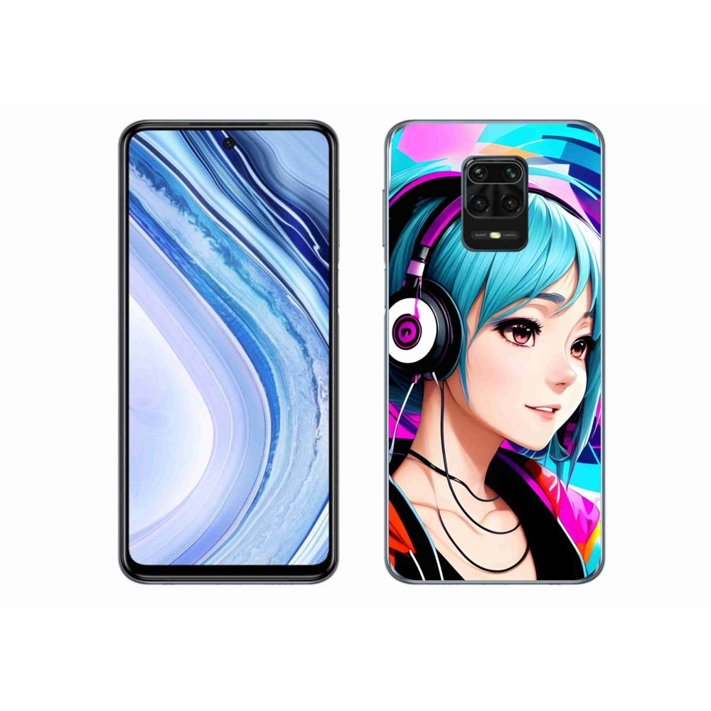 Gél borítás mmCase a Xiaomi Redmi Note 9S-hez - lány fejhallgatóval