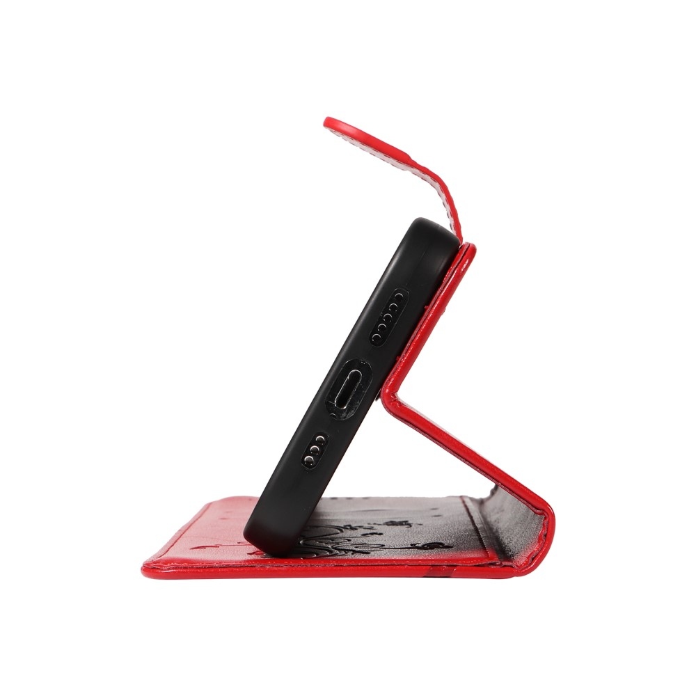 Virágok könyvtáska a Honor X7b/Honor 90 Smart-hoz - piros