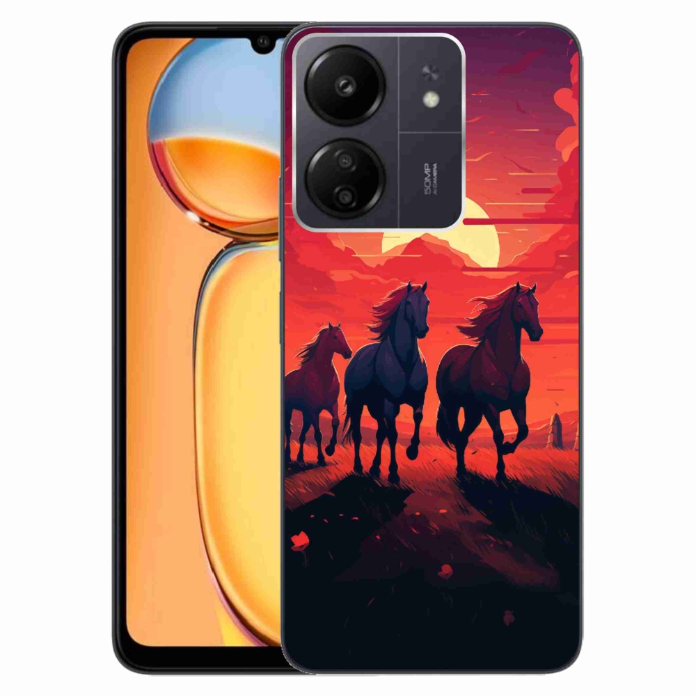 Gél borítás mmCase a Xiaomi Poco C65/Redmi 13C - lovak és naplemente számára