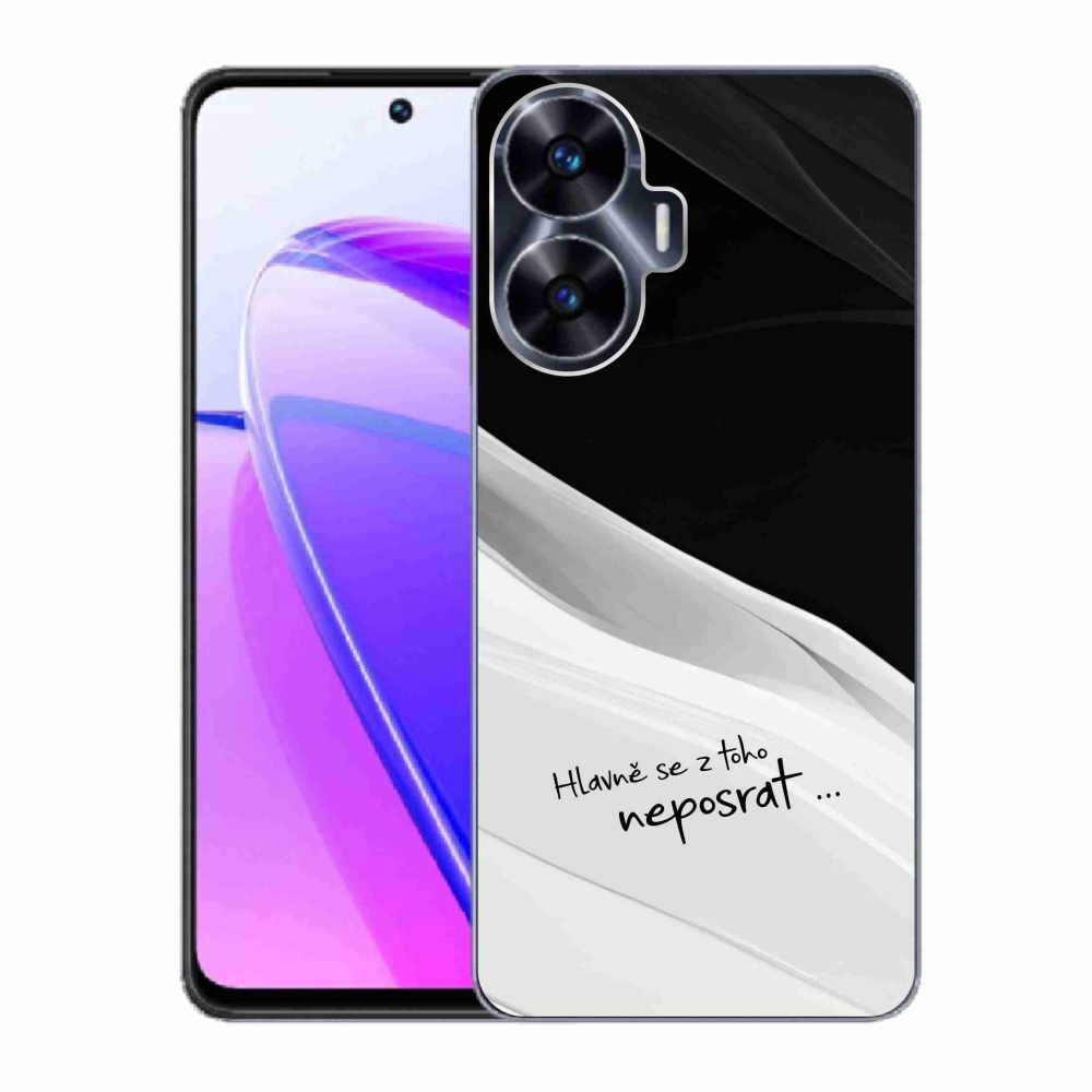 Gél borító mmCase a Realme C55 készülékhez - vicces szöveg 13 fekete-fehér háttérrel