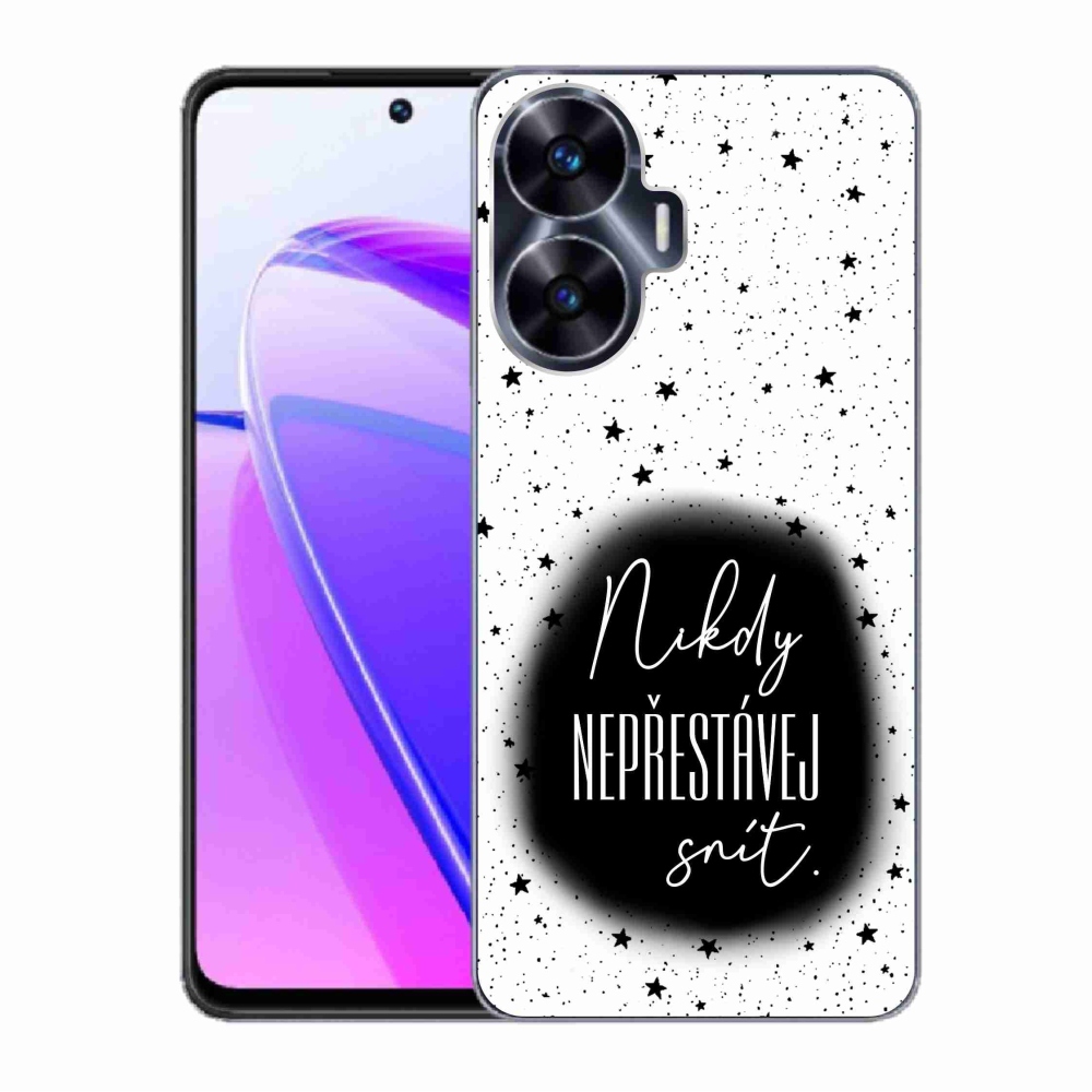 Gél borító mmCase a Realme C55 készülékhez - idézet 1 fekete-fehér háttérrel