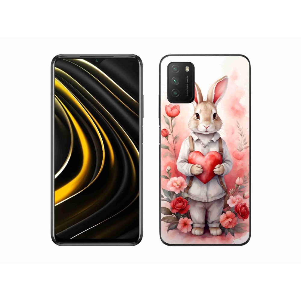 Gél borítás mmCase a Xiaomi Poco M3-hoz - nyúl szívvel