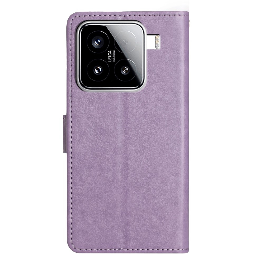 Virágok könyv tok Xiaomi 15-hez - világos lila