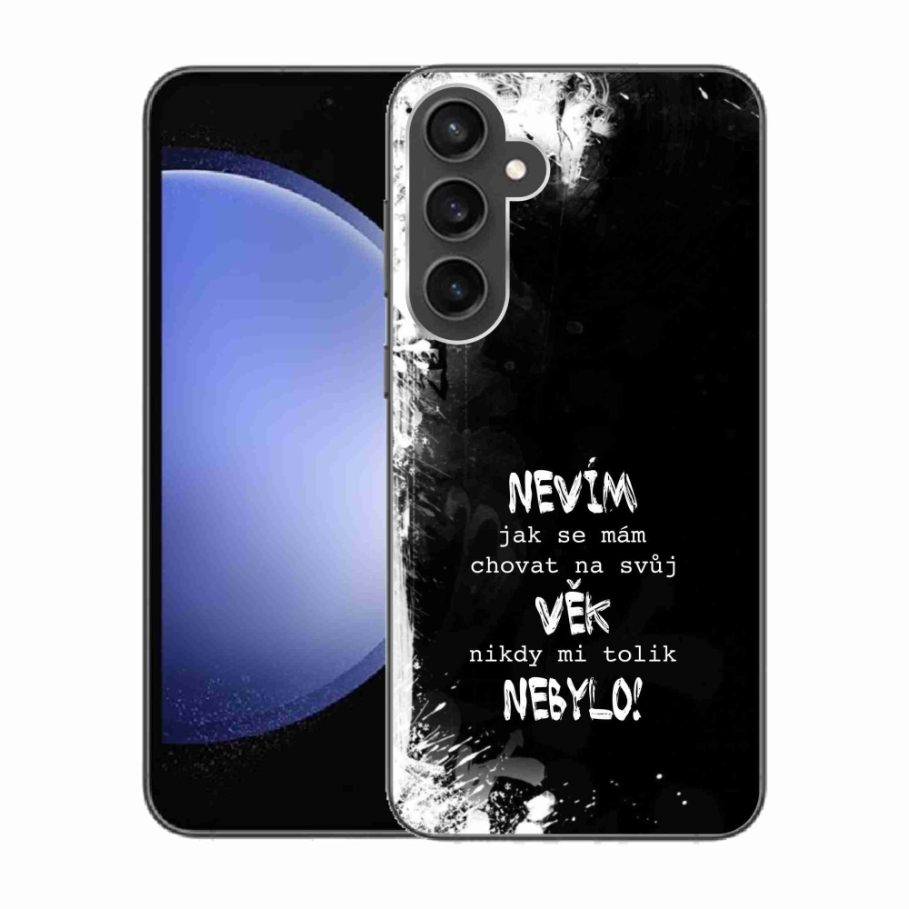 Gél borítás mmCase Samsung Galaxy S23 FE - vicces szöveg 14 fekete háttér