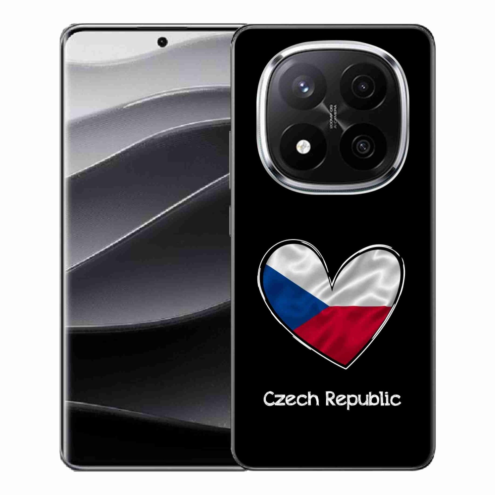 Gél borítás mmCase a Xiaomi Redmi Note 14 Pro+ 5G számára - szív zászló fekete háttérrel