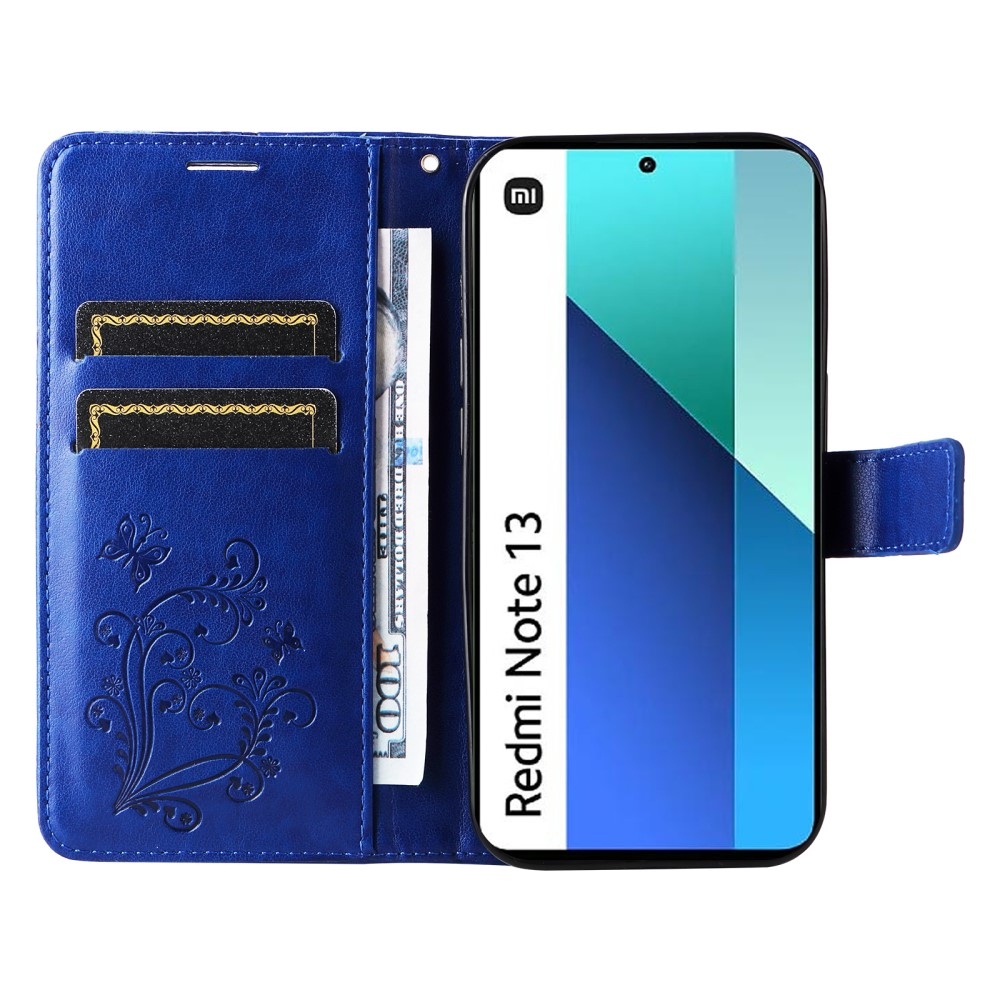 Nagy pillangó könyv tok Xiaomi Redmi Note 13-hoz - kék