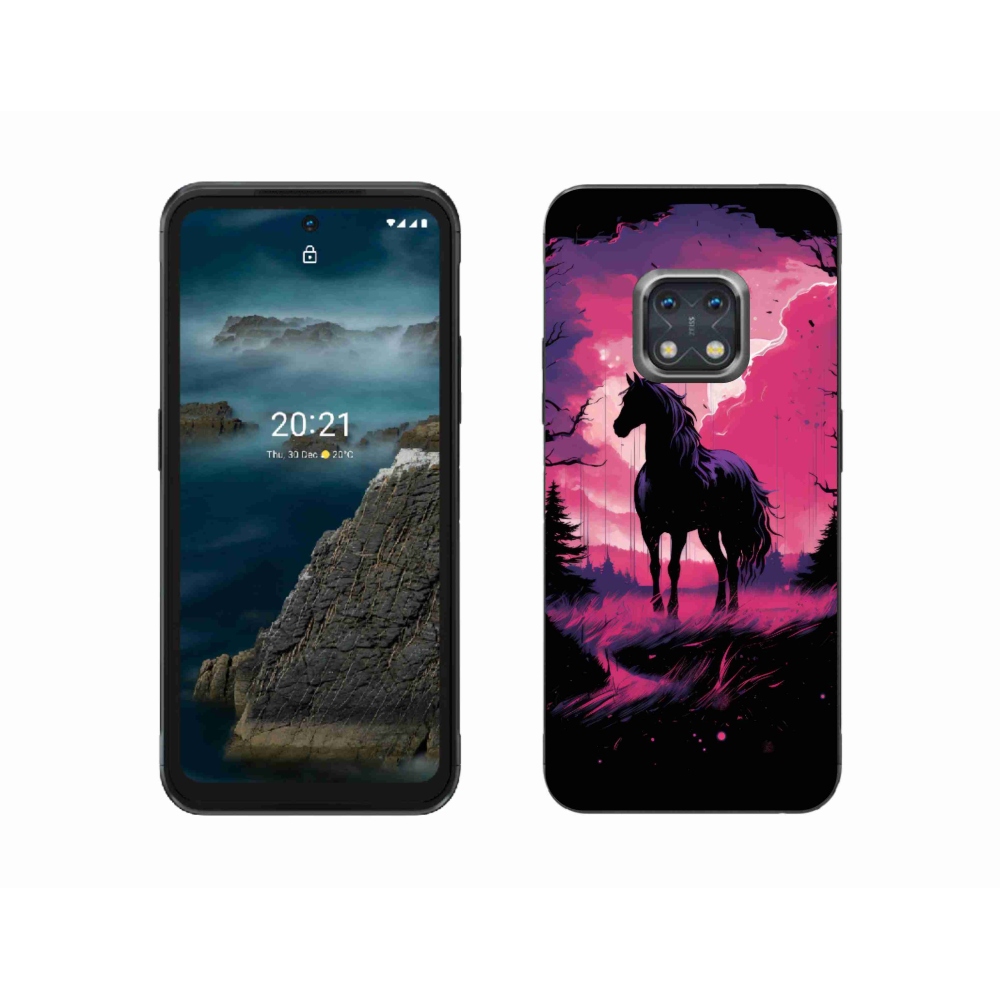 Zselés borítás mmCase a Nokia XR20 készülékhez - fekete rajzfilmes ló 1