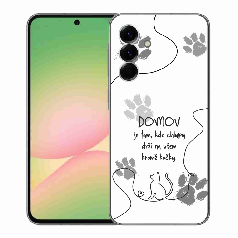 Gél borítás mmCase Samsung Galaxy A56 5G - macska motívum fehér háttérrel