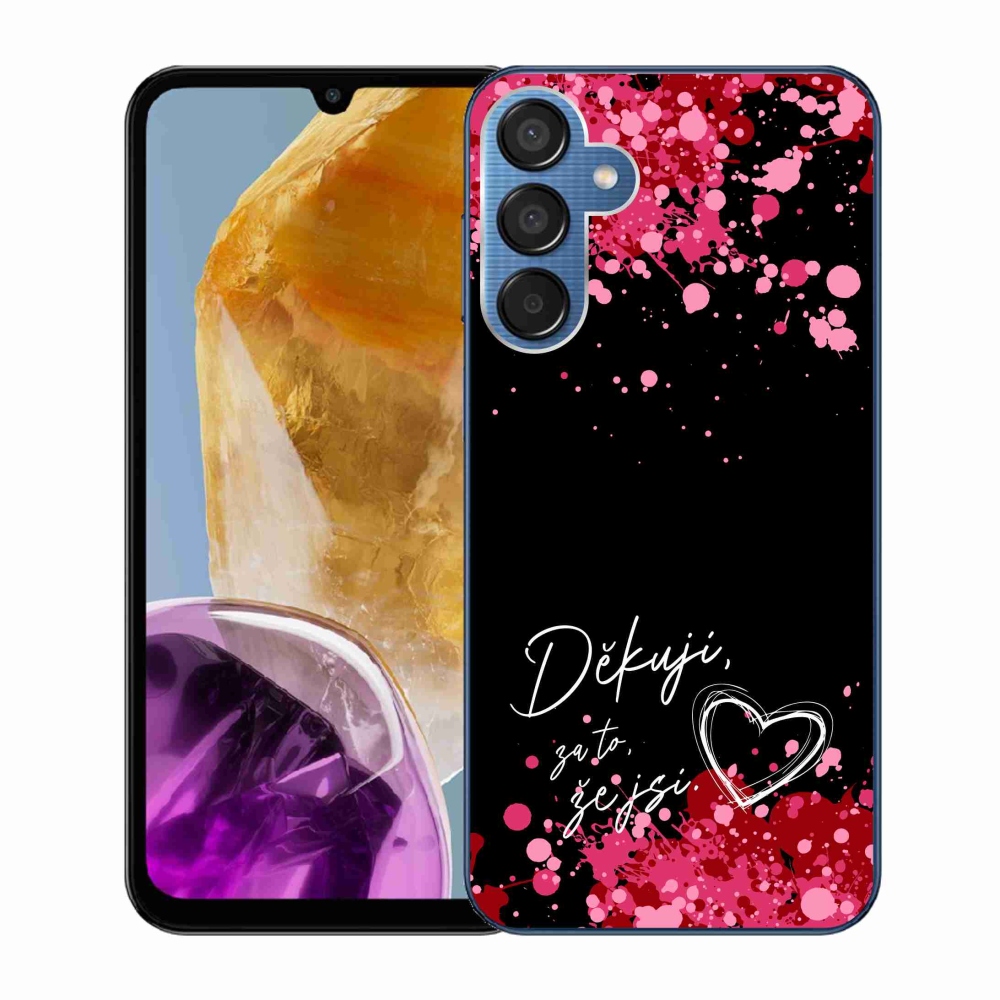 Gél borító mmCase Samsung Galaxy M15 5G - text in love 2 fekete háttérrel
