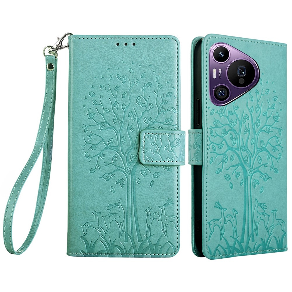 Fa könyvtáska a Huawei Pura 70 Pro-hoz - teal színű