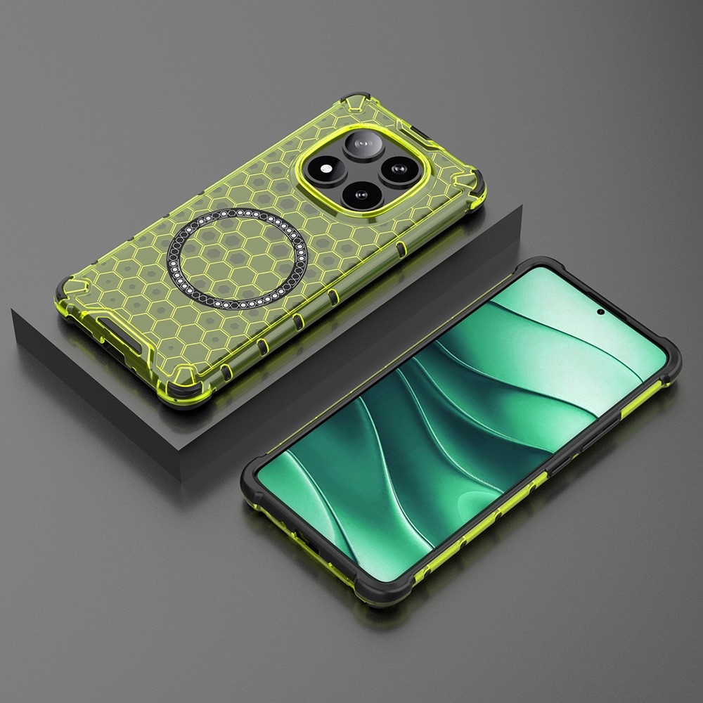 Mézédes, tartós védőburkolat MagSafe-vel a Xiaomi Redmi Note 14 Pro 5G/Poco X7 5G számára - zöld színű