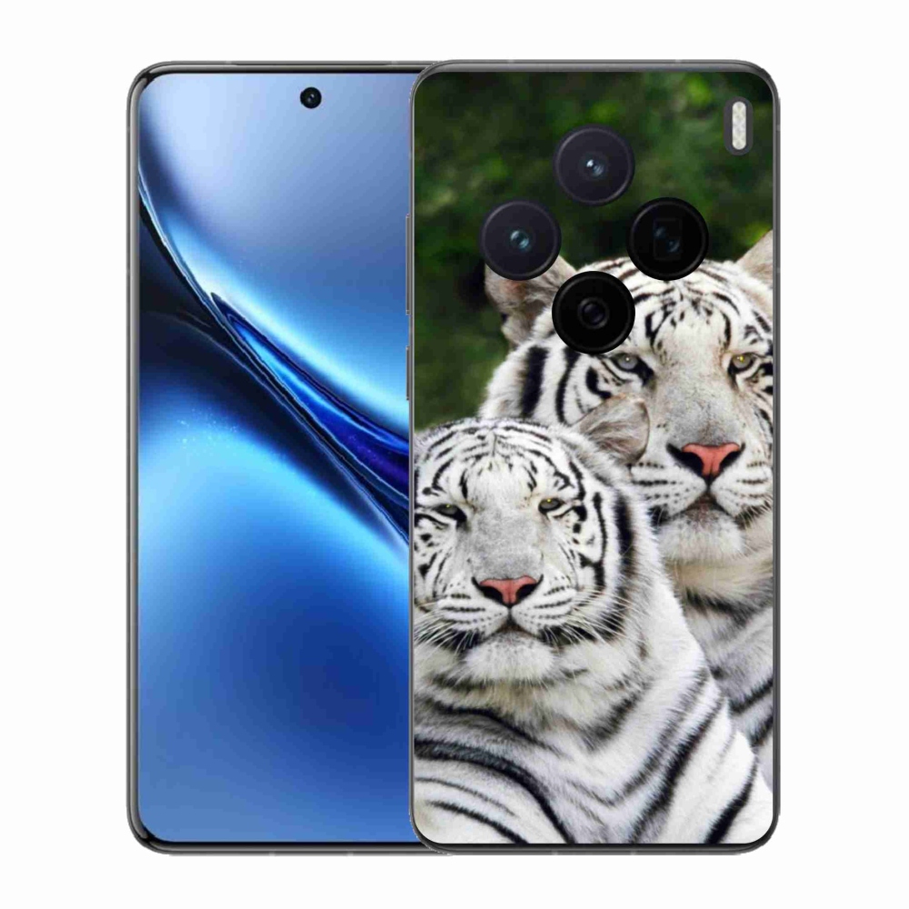 Zselés borítás mmCase a Vivo X200 5G-hez - fehér tigrisek