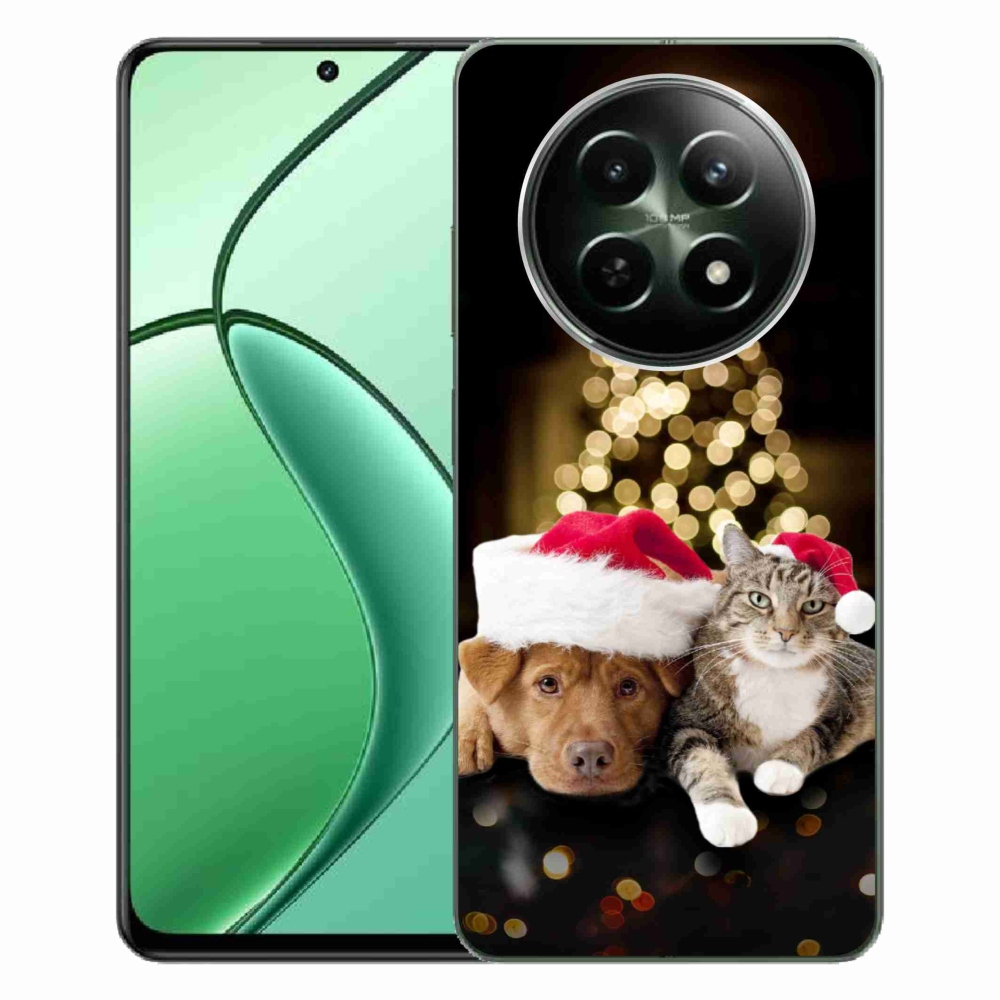 Gél borítás mmCase a Realme 12 5G/12x 5G készülékhez - Karácsonyi kutya és macska