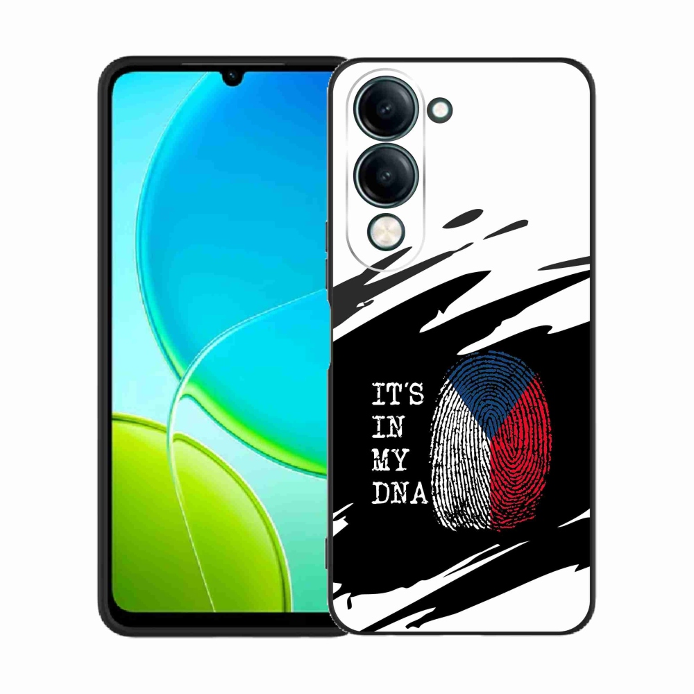 Gél borító mmCase a Vivo Y29s 5G - zászló ujjlenyomat fekete és fehér háttérrel