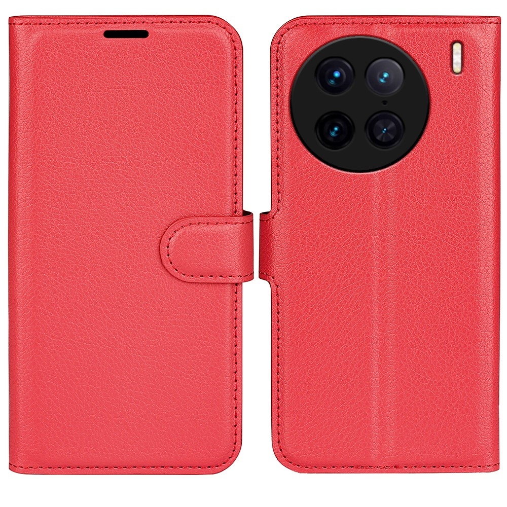 Litchi könyv tok a Vivo X90 Pro-hoz - piros