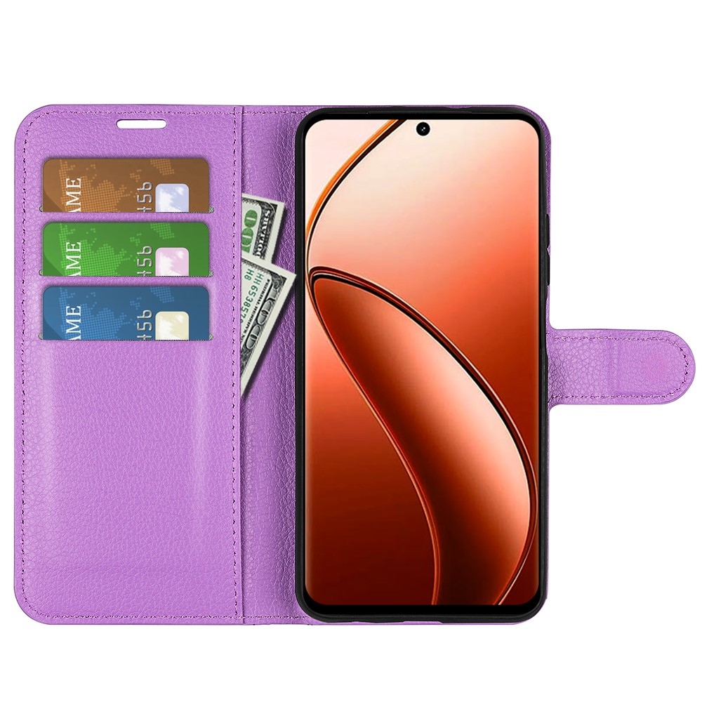 Litchi könyvtáska a Realme 12 Pro 5G/12 Pro+ 5G modellhez - lila