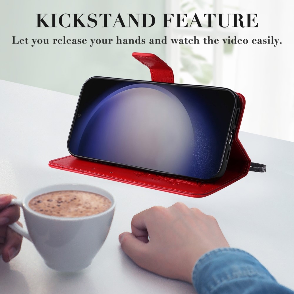 Nagy pillangó könyv tok Samsung Galaxy S25 készülékhez - piros