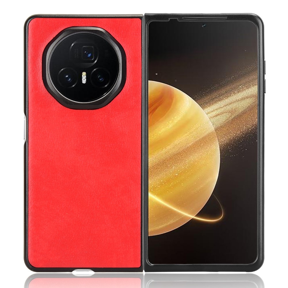 Textúrás műanyag tok műbőrrel Honor Magic V3-hoz - piros