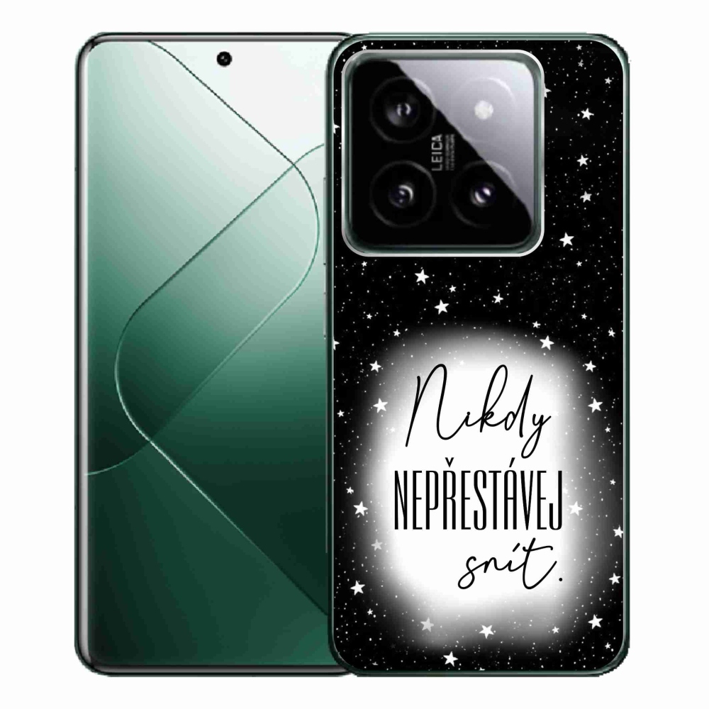 Gél borítás mmCase a Xiaomi 14 Pro-hoz - Idézet 1 fehér és fekete háttérrel