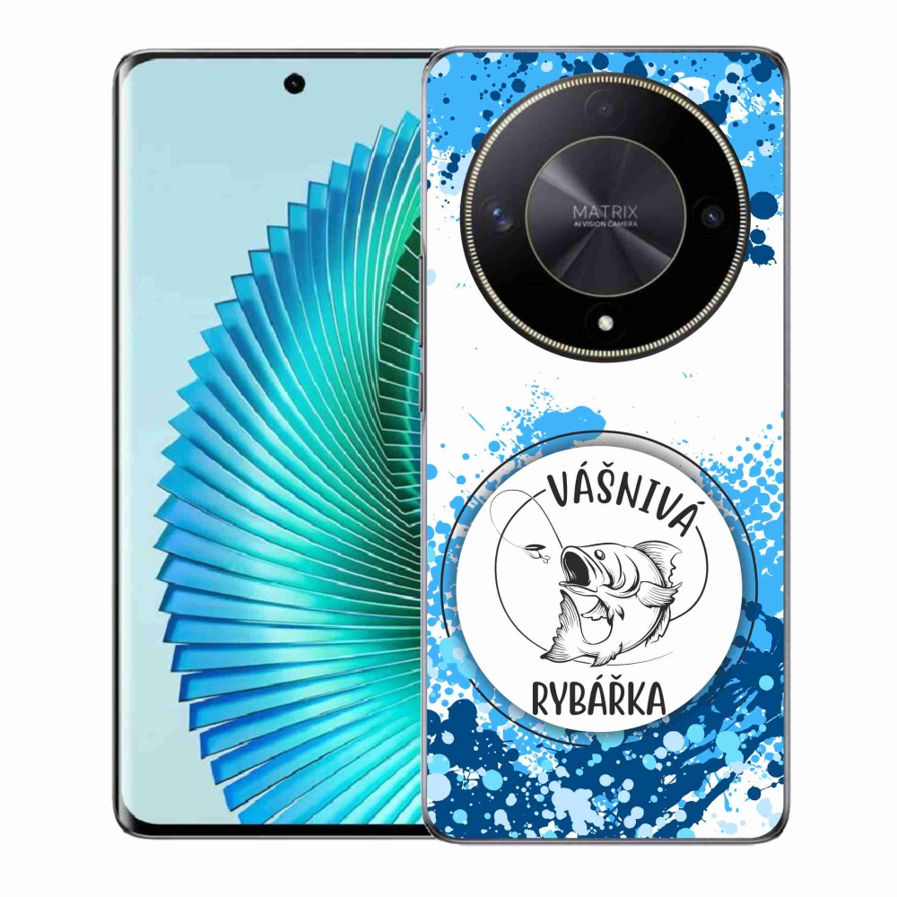 Gél borító mmCase a Honor Magic 6 Lite 5G számára - szenvedélyes halásznő fehér háttérrel