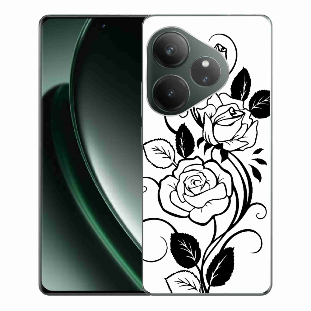 Gél borítás mmCase a Realme GT 6 5G/GT 6T 5G számára - fekete és fehér rózsa