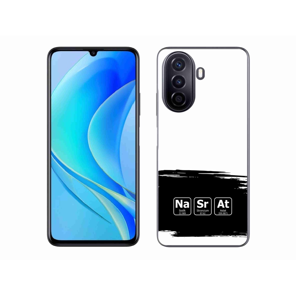 Gél borító mmCase a Huawei Nova Y70-en - kémiai elemek fekete és fehér háttérrel