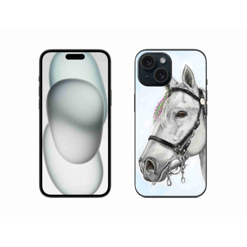 Zselés borítás mmCase iPhone 15-hez - fehér ló 1